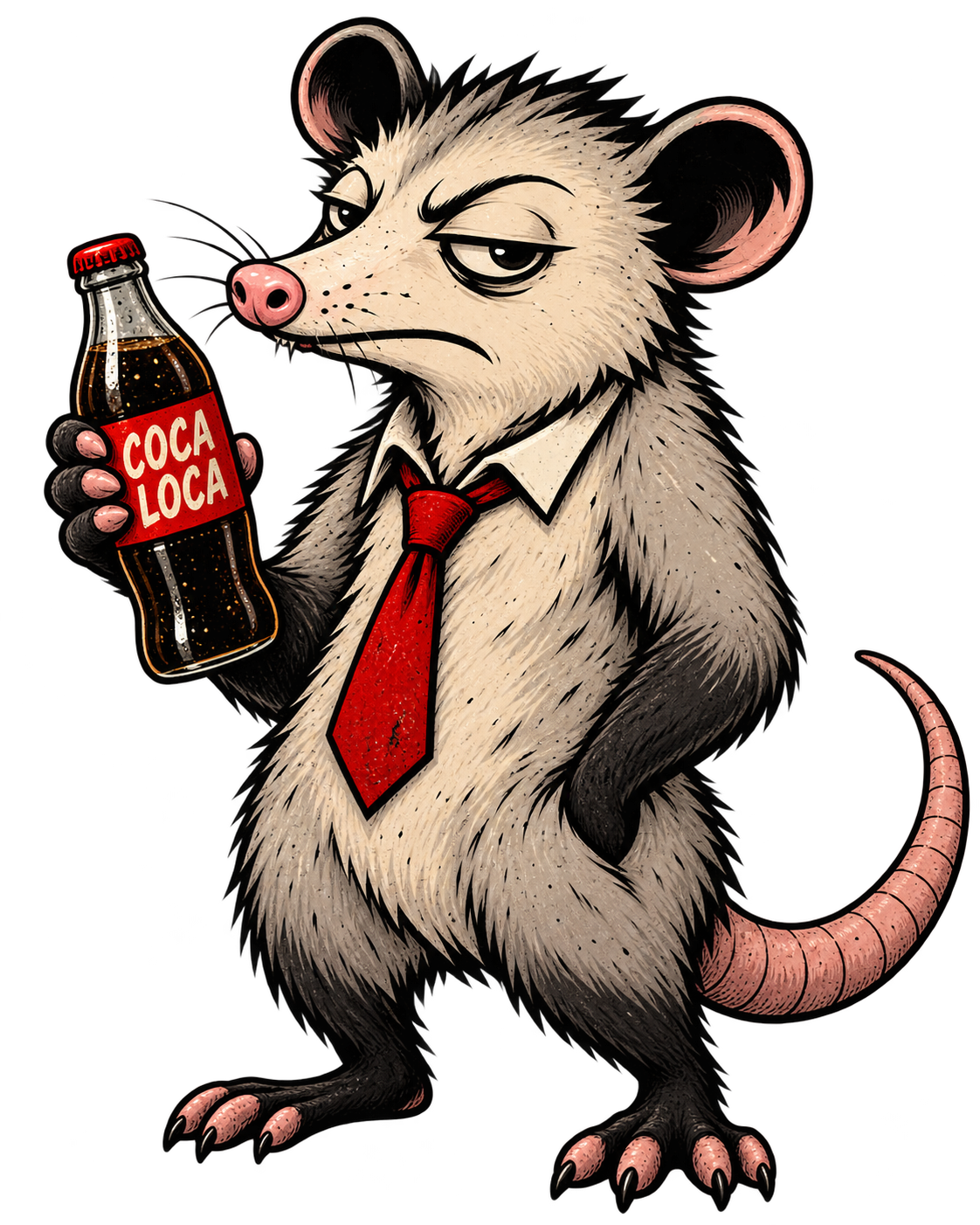 Tlacuache sosteniendo una Coca Loca